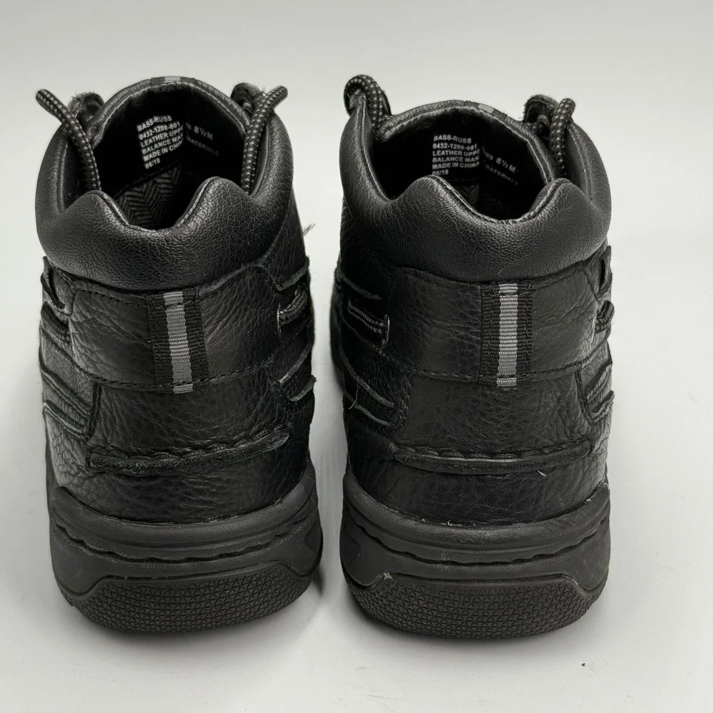 G.H. Bass Russ Men's 8.5M Black Leather Moc Toe Boots Grunge‎ Workwear 90s Y2K